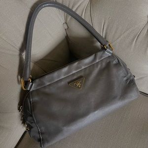 Prada Gray Shoulder Bag with Gold Hardware